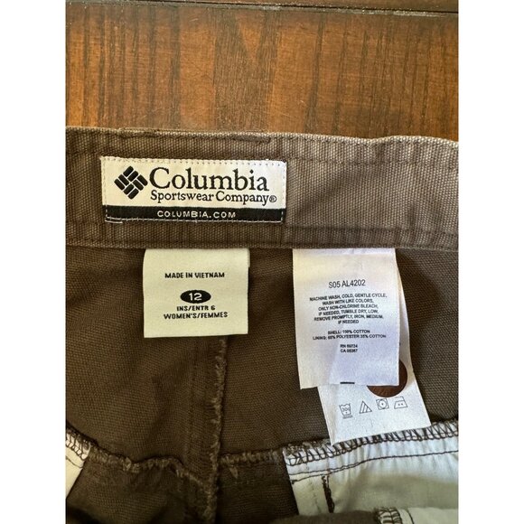 Columbia Cargo Canvas Shorts Brown Pockets Hiking Womens 12 5" inseam Gorpcore - Picture 3 of 9